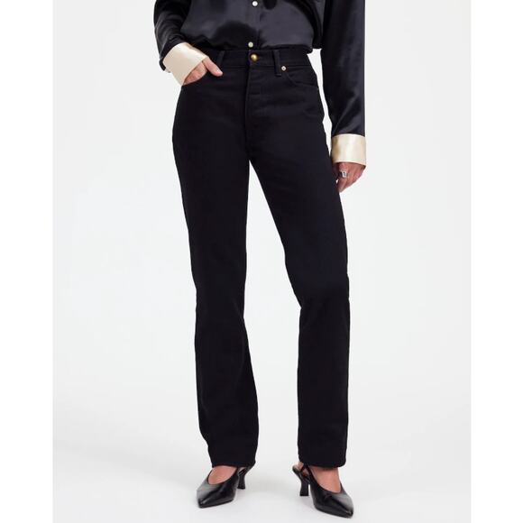 Madewell Alexa Chung High-Rise Straight Jeans Sz 29 Black Outridge Wash Zip Fly - Picture 1 of 8